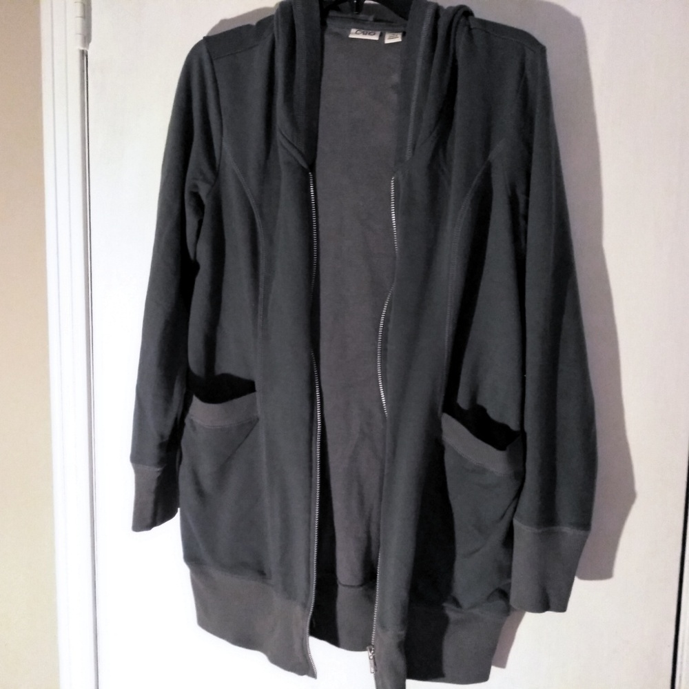 Long Gray Hoodie Jacket size M